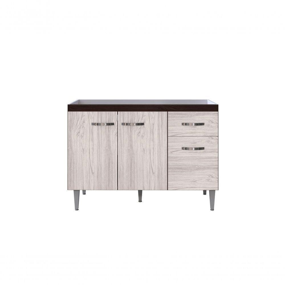 Balcão Gabinete Para Pia Gabriela Sem Tampo 120cm 3 Portas 1 Gaveta Marrom