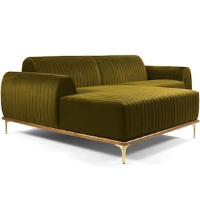 Sofá 4 Lugares Com Chaise Molino 265cm Mostarda C-260