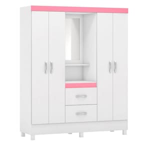 Guarda Roupa Capelinha 4 Portas Lord Branco/rosa/branco - Demóbile
