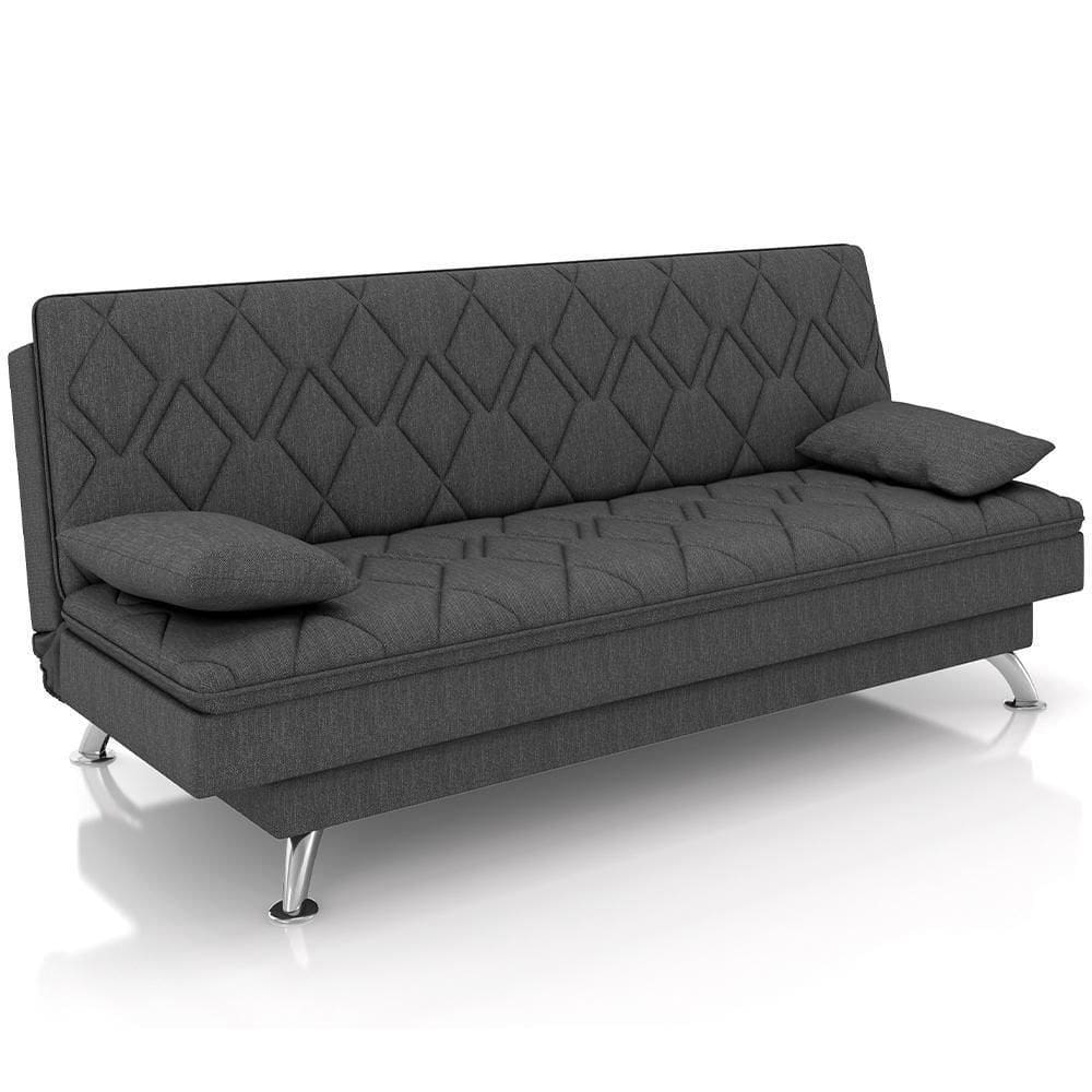 Sofá Cama Para Sala De Estar Quarto 193cm Lia M03 Linho Chumbo - Lyam Decor