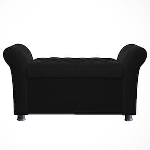 Recamier Baú Sapateira Louis 160x Cama Queen Size Suede Preto - Majú Deor