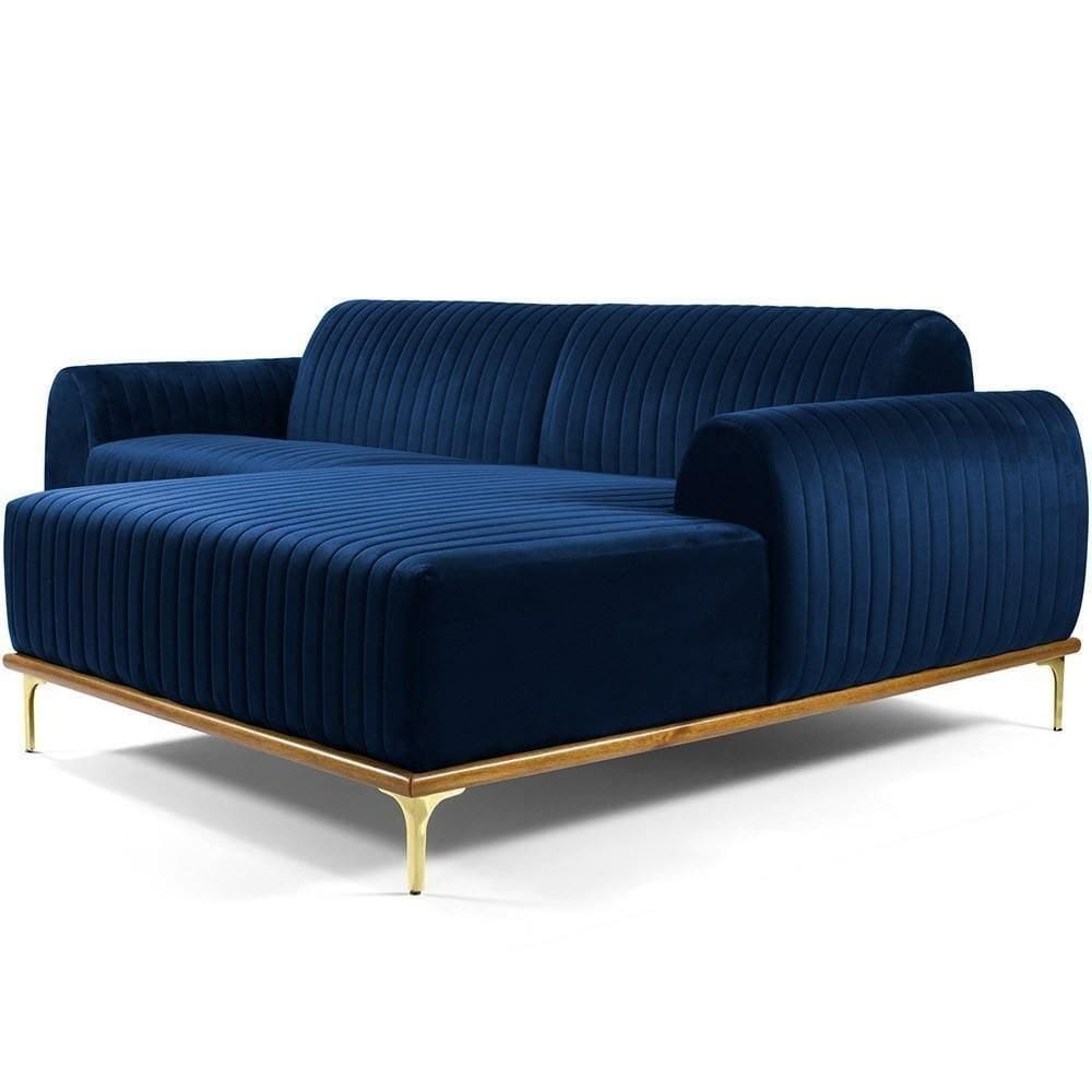 Sofá 3 Lugares Com Chaise Molino 245 Cm Azul Oxford C-304