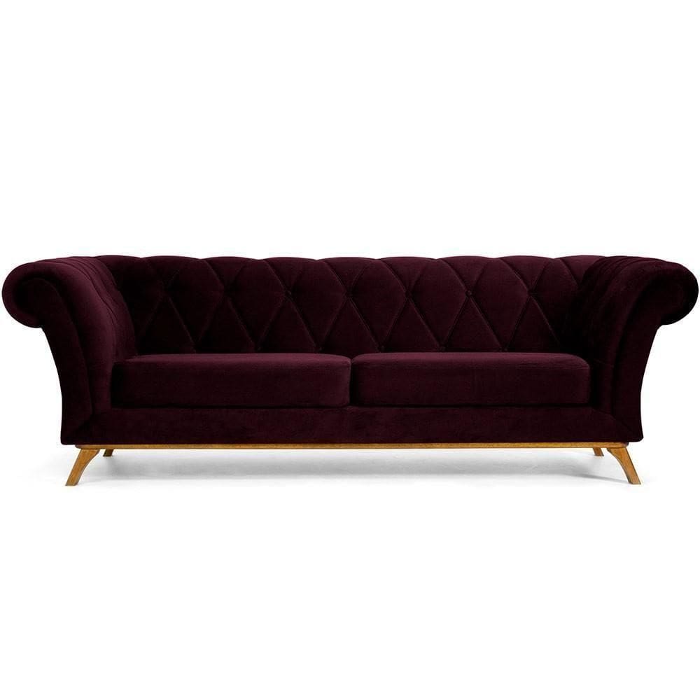 Sofá 4 Lugares Império 280 Cm Veludo Roxo Grape C-292