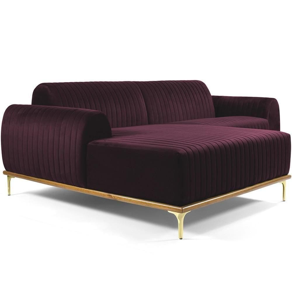Sofá 3 Lugares Com Chaise Molino 230 Cm Roxo Grape C-292