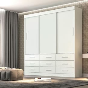 Guarda Roupa Casal 3 Portas 9 Gavetas New Star Sallêto Móveis Branco