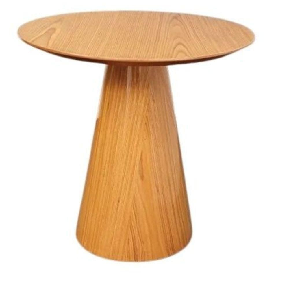 Mesa Lateral Cone Redonda 51 Cm Laminada Em Madeira Freijó Marrom