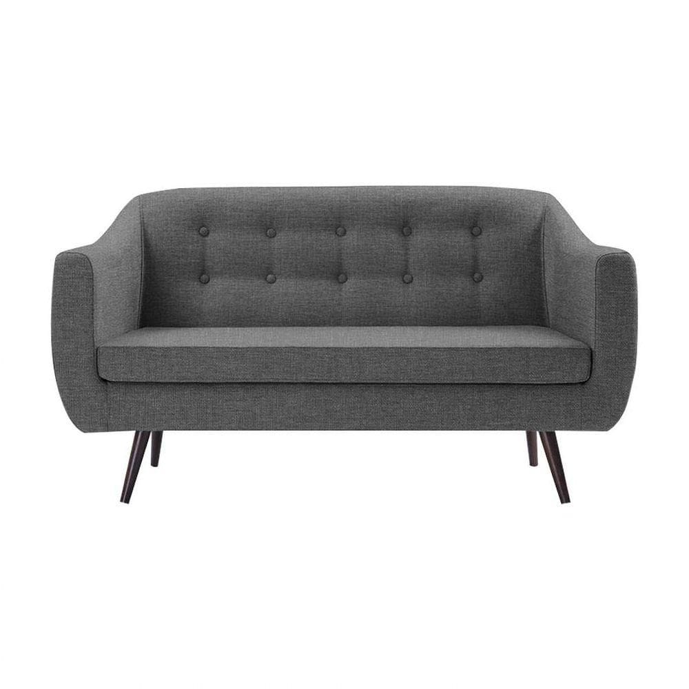 Sofá Decorativo 2 Lugares Pés Palito Cuddle Linho Cinza - Gran Belo