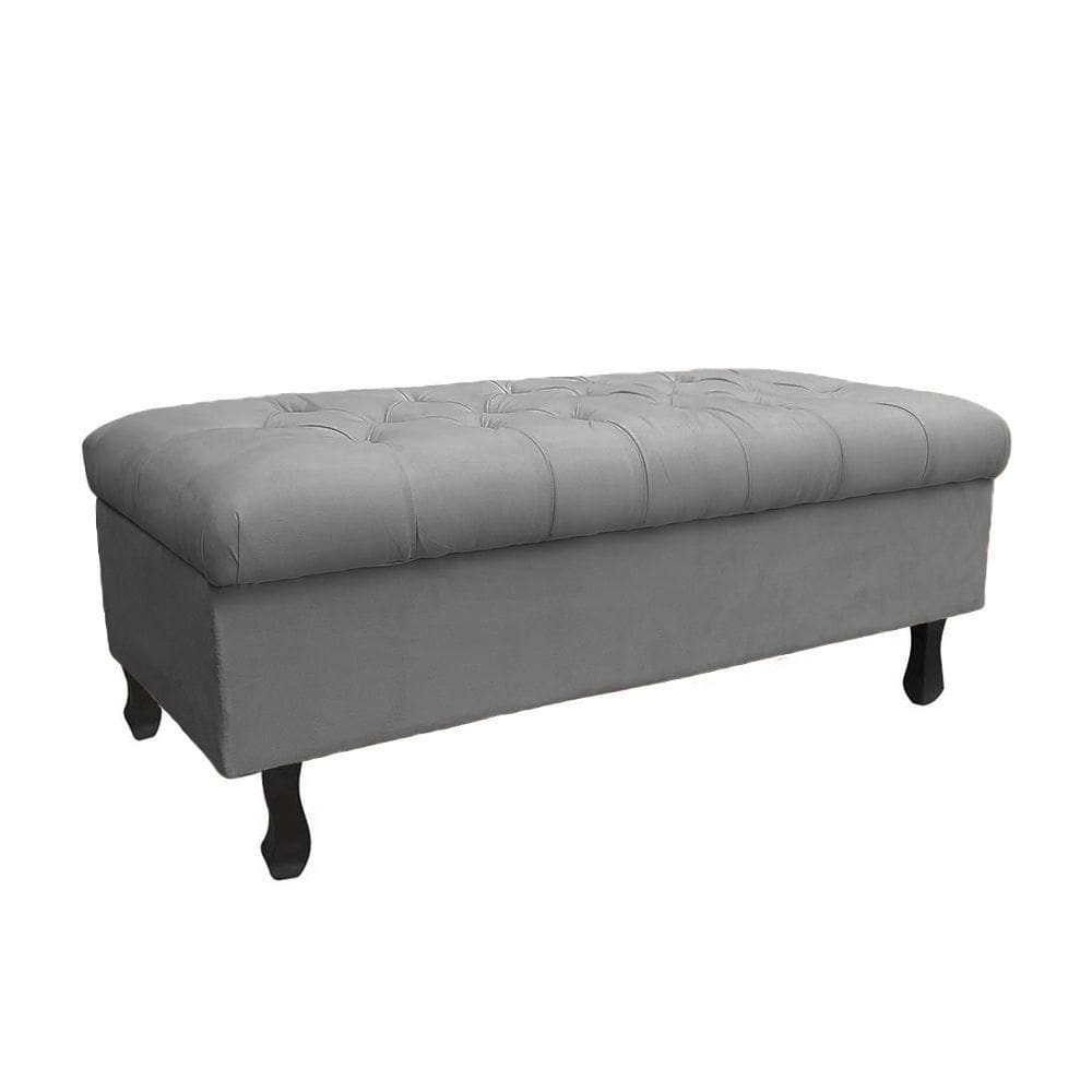 Recamier Puff Bau Bia 120x Suede Cinza - Majú Decor