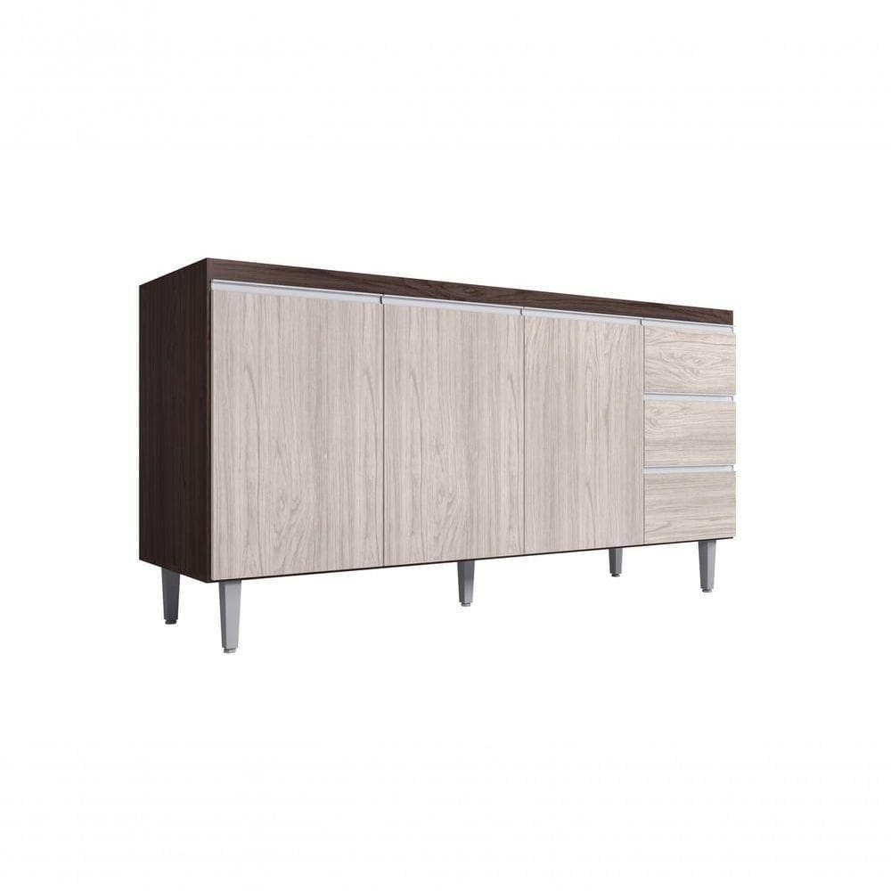 Balcão Gabinete Para Pia Andreia Com Tampo 160cm 3 Portas 3 Gavetas Marrom