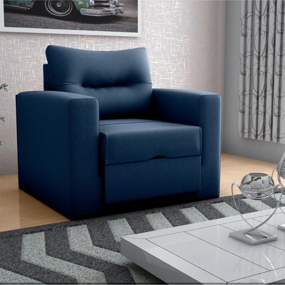 Sofá Cama Para Sala De Estar Dublin Suede Azul