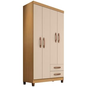 Guarda Roupa Casal 4 Portas E 2 Gavetas Modena Carvalho Americano/off White - Incorplac