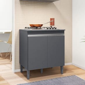 Balcão Para Cozinha 2 Portas United Cinza Fosco