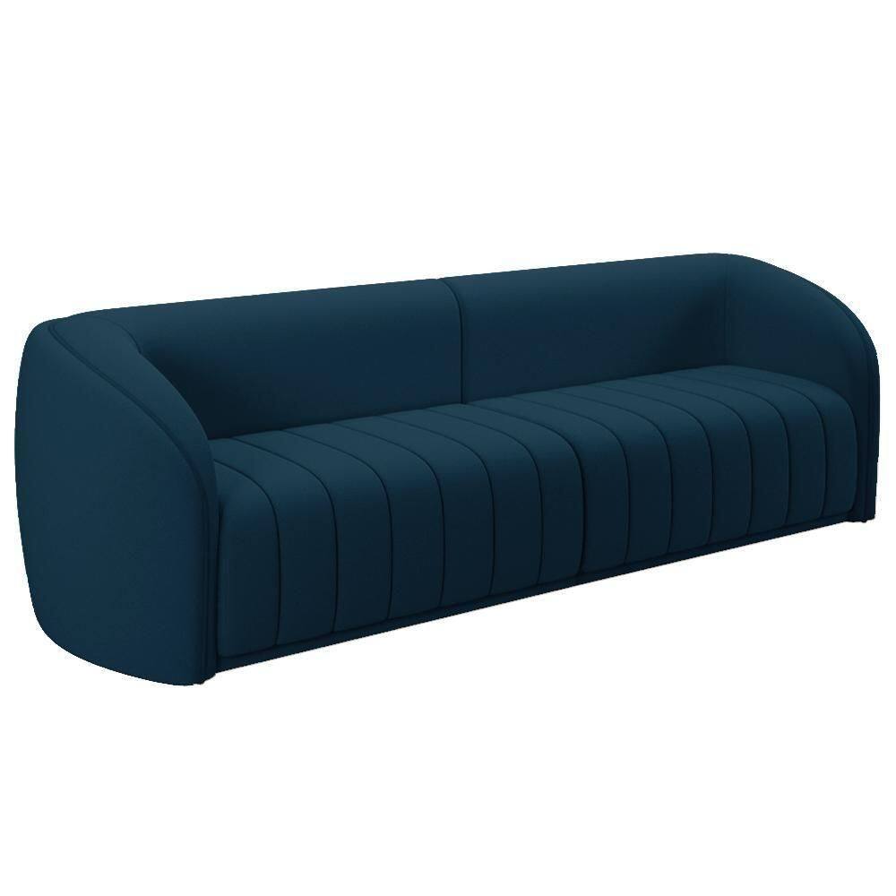 Sofá 04 Lugares Para Sala De Estar 252 Cm Lazio M03 Veludo Azul - Lyam Decor