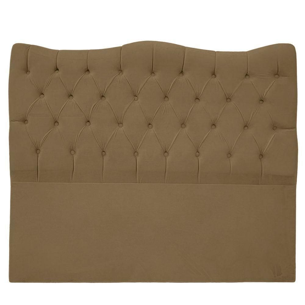 Cabeceira Casal Estofada Para Cama Box Ayla Veludo Cor Capuccino