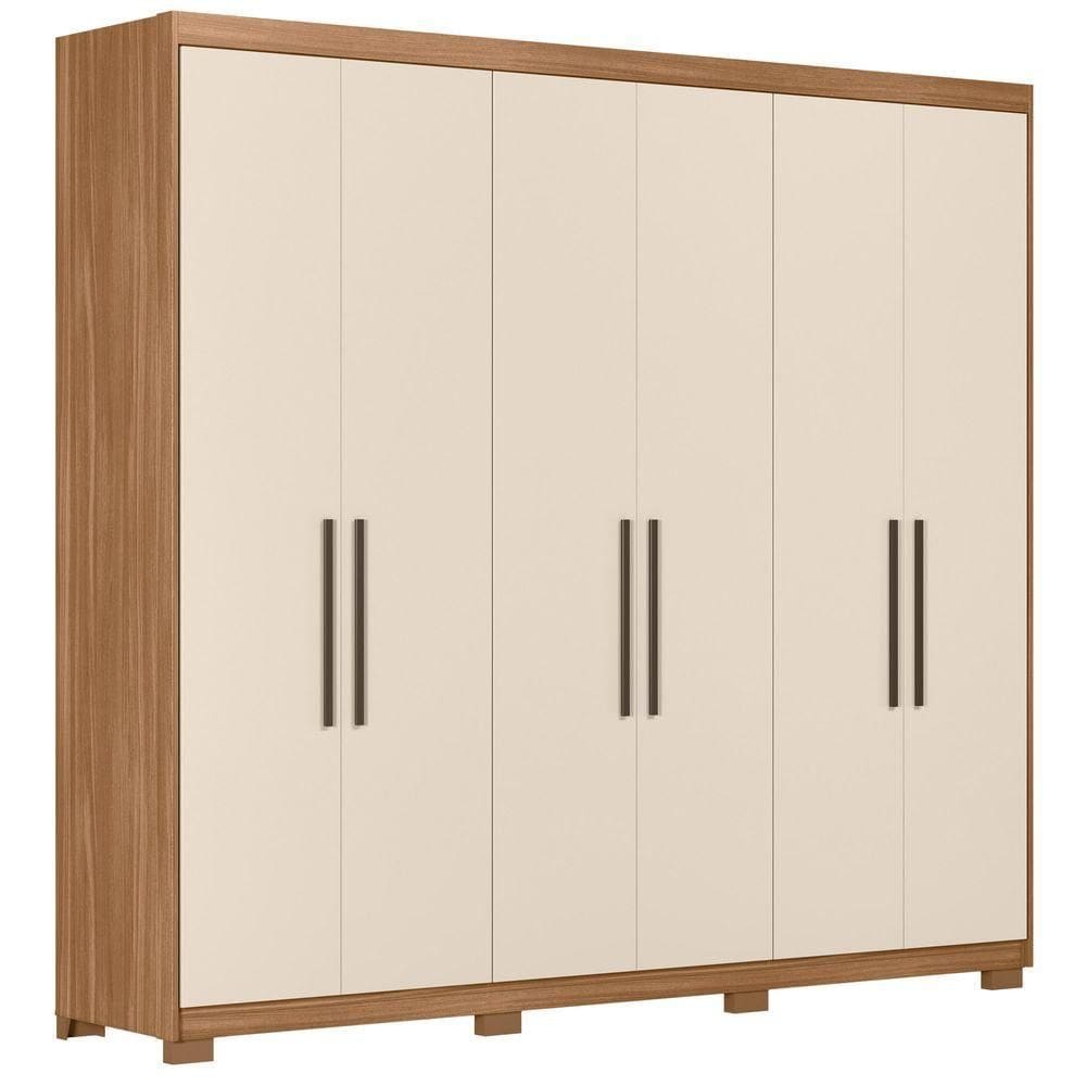 Guarda Roupa Casal 6 Portas 2 Gavetas 4 Prateleiras Venice Com Pés Amendola Touch/off White - Demóbile