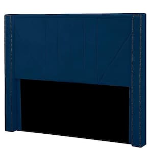 Cabeceira Casal Estofada Para Cama Box Toronto Veludo Cor Azul Marinho