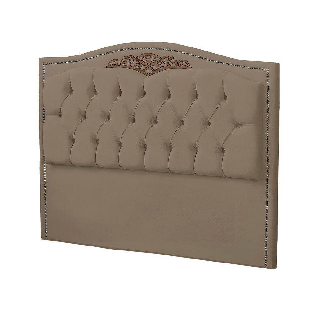 Cabeceira Casal Estofada Para Cama Box Ayla Veludo Cor Capuccino