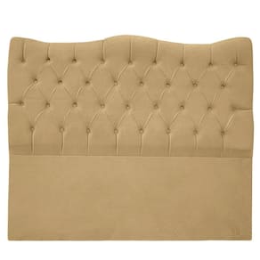 Cabeceira Casal Queen Para Cama Box Estofada Dunas Veludo Cor Bege