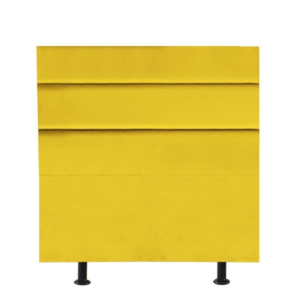 Cabeceira Estofada Argentina 100cm Solteiro Para Cama Box Quarto Corino Amarelo - Gat Magazine