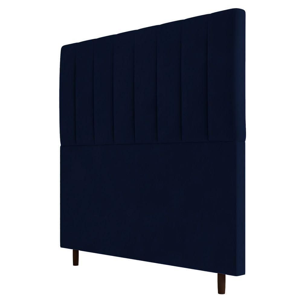 Cabeceira Cama Box Casal Itália 140cm Veludo Azul Marinho