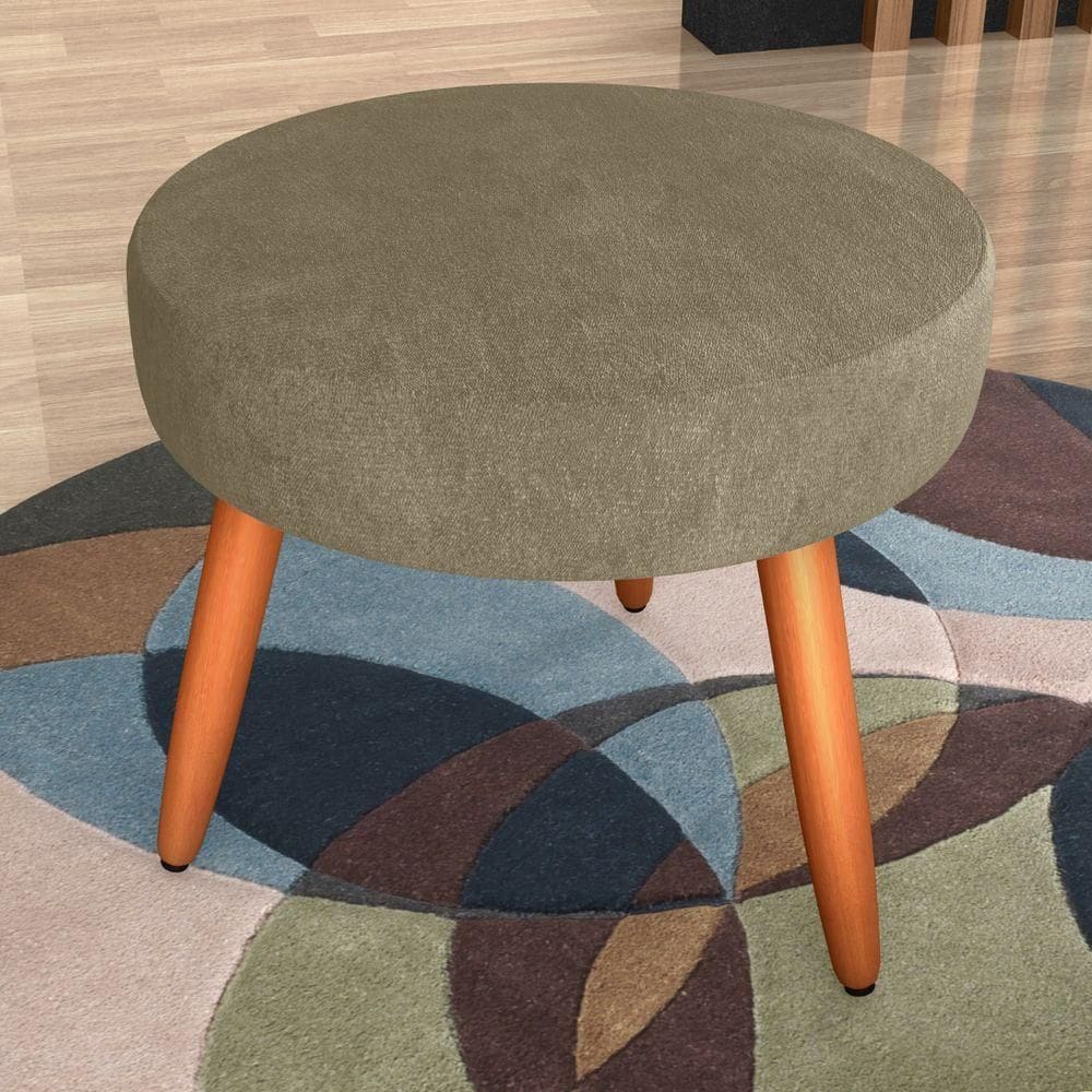 Puff Redondo Para Sala Suiça Veludo Turkey Cappuccino