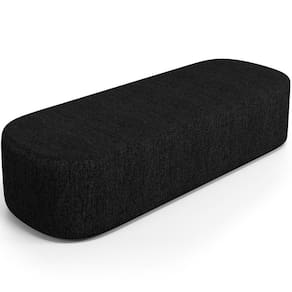 Puff Decorativo Orgânico Para Living Quarto 140cm Doha W01 Linho Chumbo - Lyam Decor