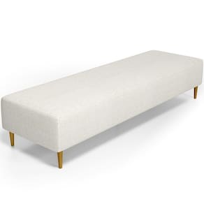 Puff Decorativo Sala De Estar Bali W01 Pés Palito 190x60cm Linho Champagne - Lyam Decor