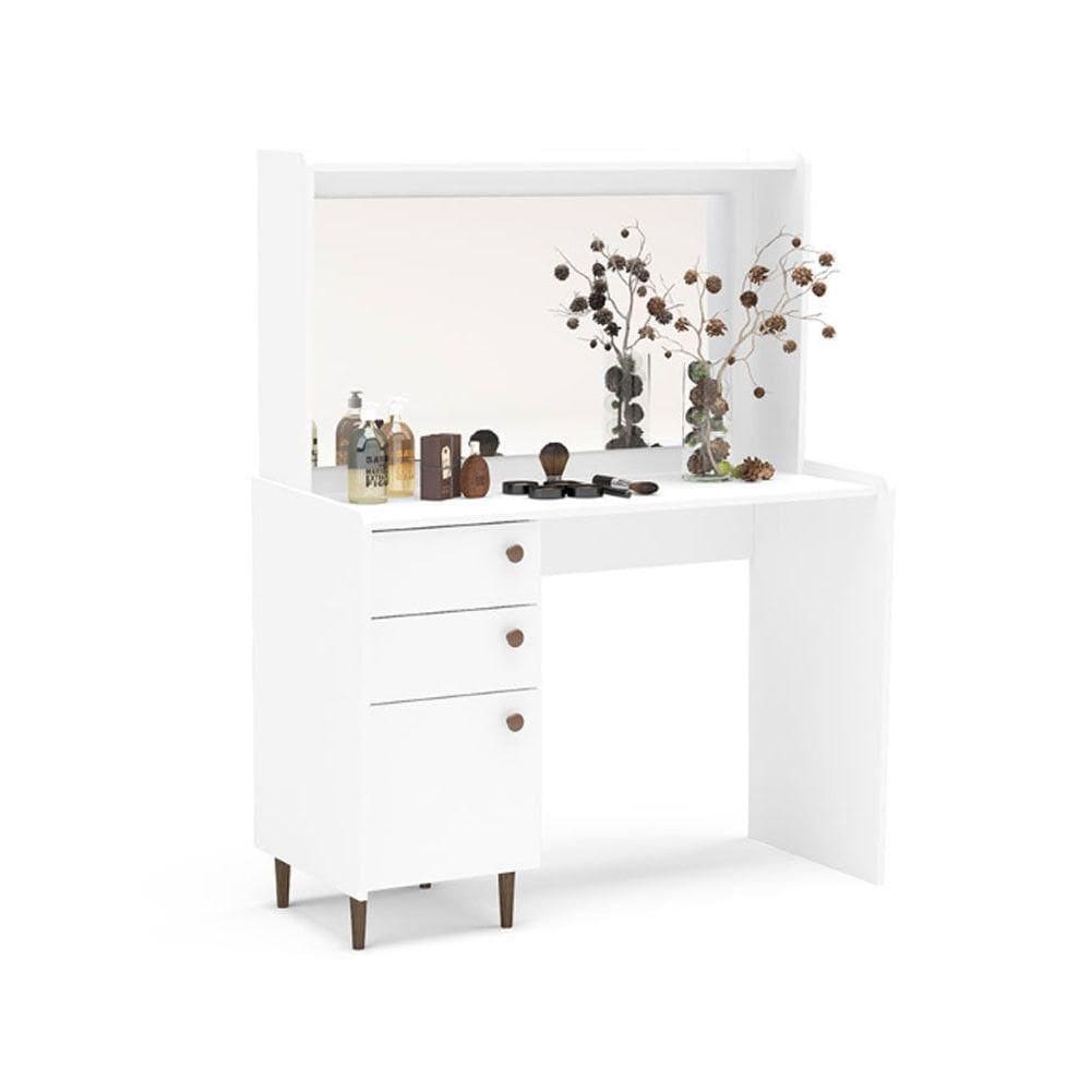 Penteadeira Luisiana 180cm Com 2 Gavetas E 1 Porta Politorno Branco