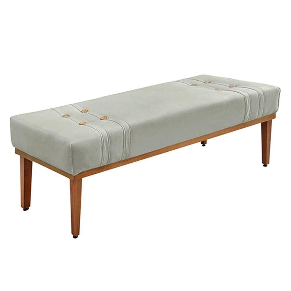 Recamier Decorativo 140cm Veludo Pés De Madeira Prata