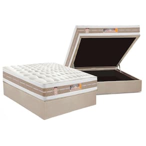 Cama Box Baú Casal: Colchão Molas Ensacadas Castor Silver + Base Clean(138X188)