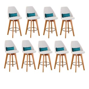 Kit 09 Banquetas Bege Claro E Almofada Suede Azul Turquesa