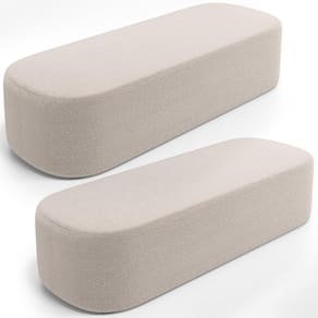 Kit 02 Puffs Decorativos Orgânico Para Living Quarto 140cm Doha W01 Bouclê Creme - Lyam Decor
