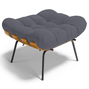 Puff Decorativo Sala De Estar Costela L02 Suede Cinza - Lyam Decor