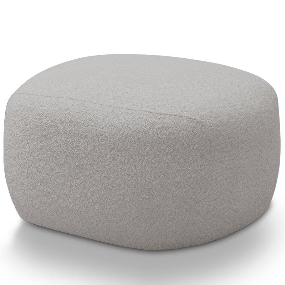 Puff Decorativo Orgânico Para Sala De Estar Living Barolo L06 Bouclê Cinza - Lyam Decor