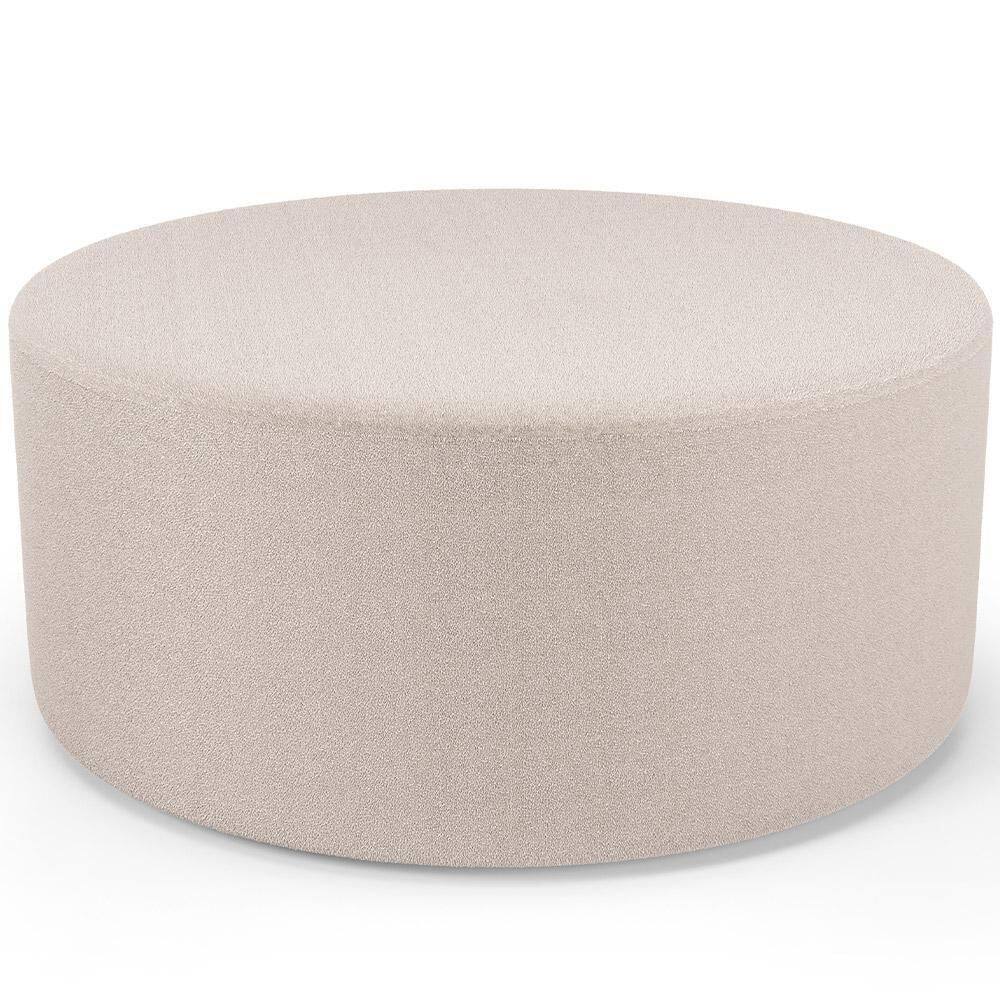 Puff Redondo Orgânico Para Living 90cm Lola W01 Bouclê Creme - Lyam Decor