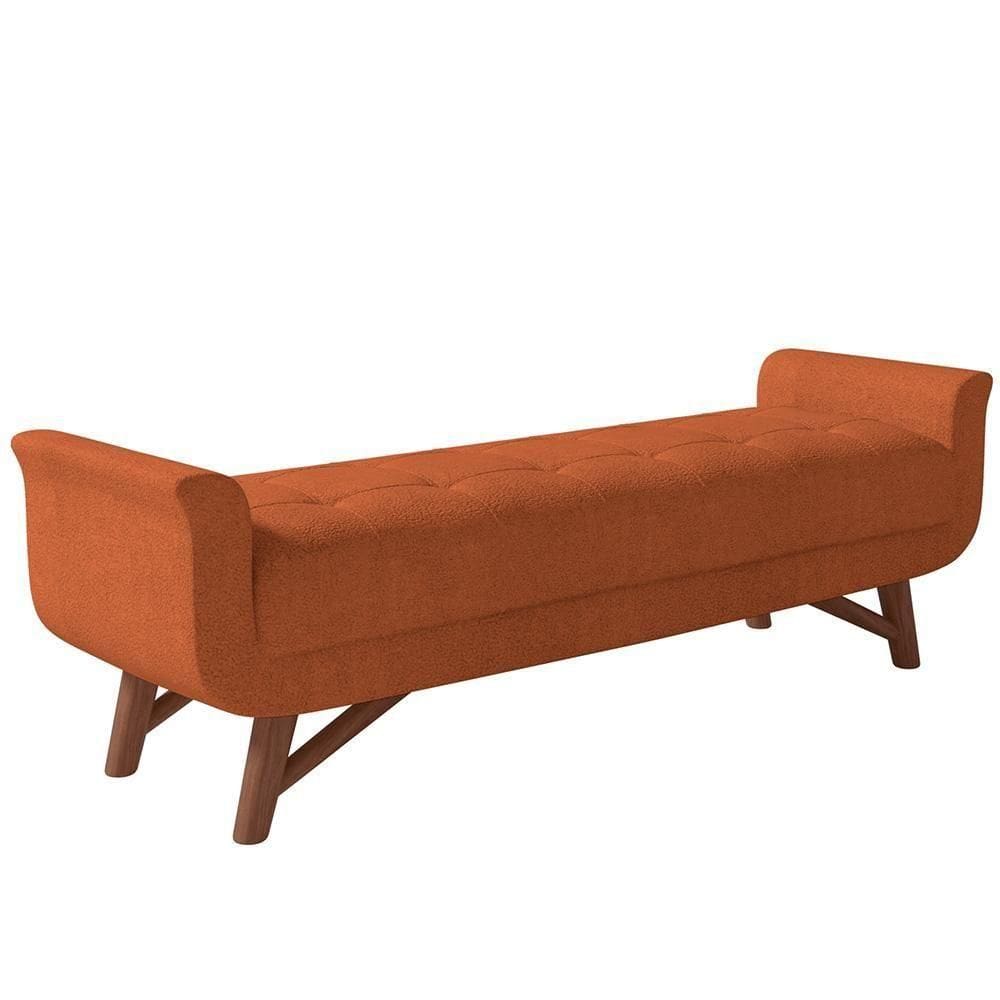 Puff Recamier Decorativo Com Pés Em Madeira 195cm Itália Bouclê Terracota