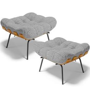 Kit 02 Puffs Decorativos Costela L02 Pied Poule - Lyam Decor