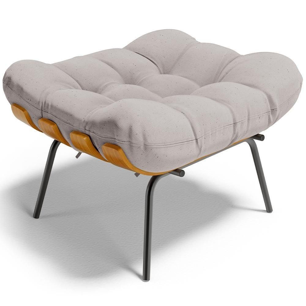 Puff Decorativo Costela L02 Linho Bege - Lyam Decor