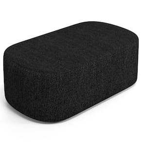 Puff Decorativo Orgânico Para Living Quarto 100cm Doha W01 Linho Chumbo - Lyam Decor
