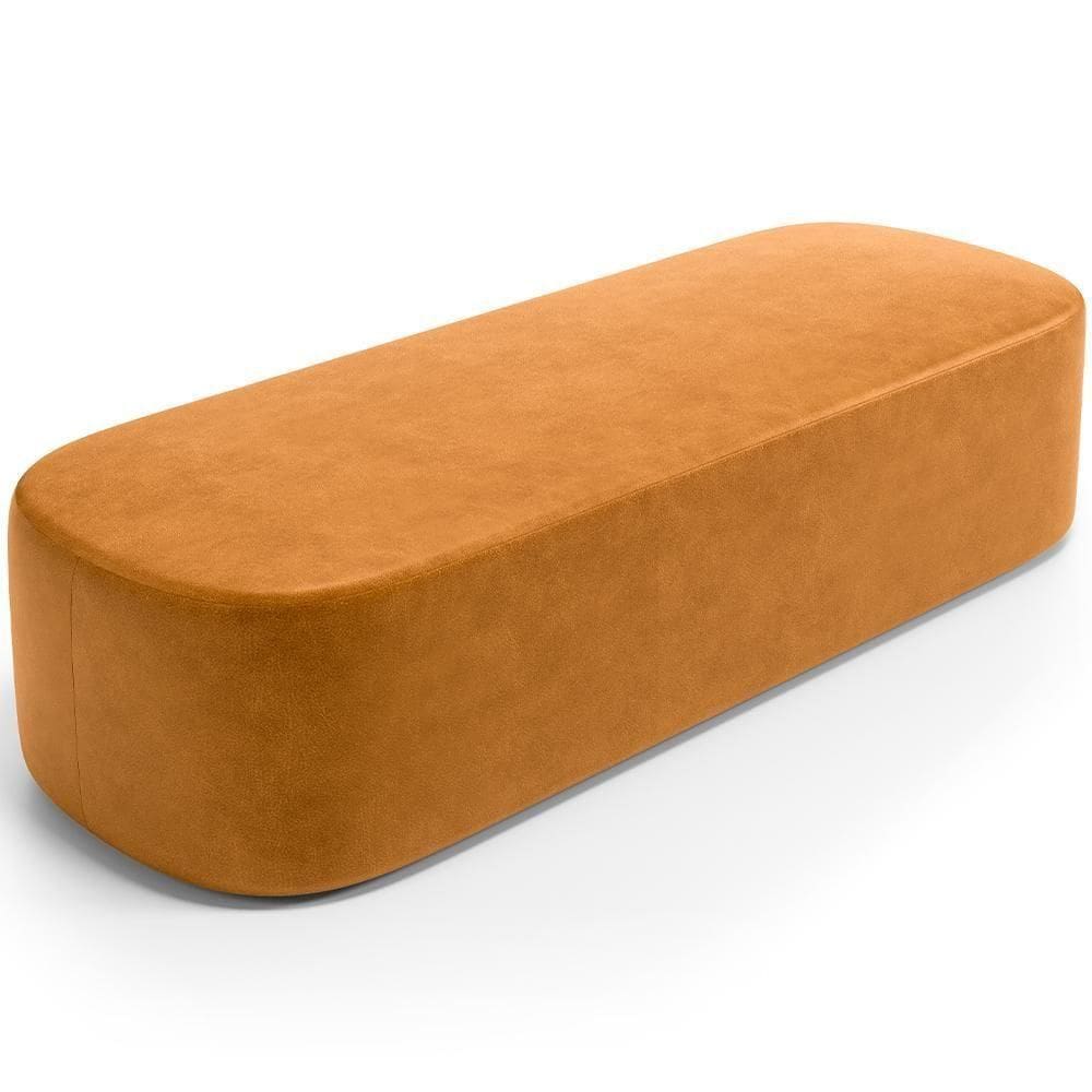 Puff Decorativo Orgânico Para Living Quarto 195cm Doha W01 Couríssimo Whisky - Lyam Decor