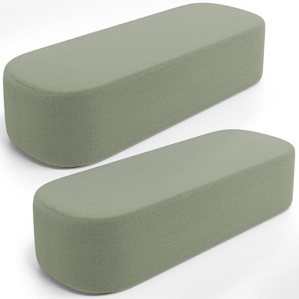 Kit 02 Puffs Decorativos Orgânicos Para Living Quarto 160cm Doha W01 Bouclê Oliva - Lyam Decor