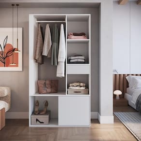 Guarda Roupas Closet Com 1 Gaveta 1 Cabideiro 2 Prateleiras E 1 Porta Cl100 Branco