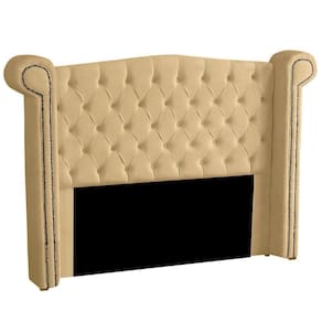 Cabeceira Casal Queen Size Estofada Para Cama Box Ayla Veludo Cor Bege