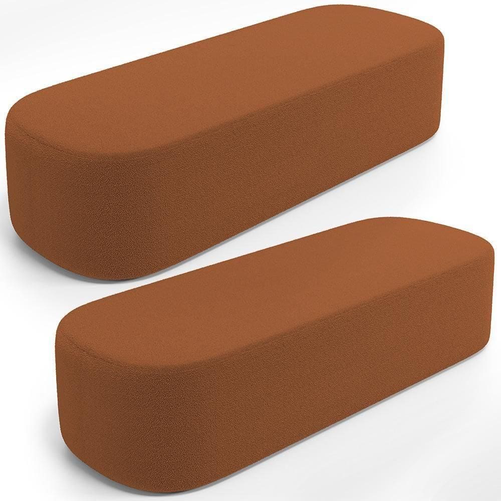 Kit 02 Puffs Decorativos Orgânicos Para Living Quarto 195cm Doha W01 Bouclê Terracota - Lyam Decor