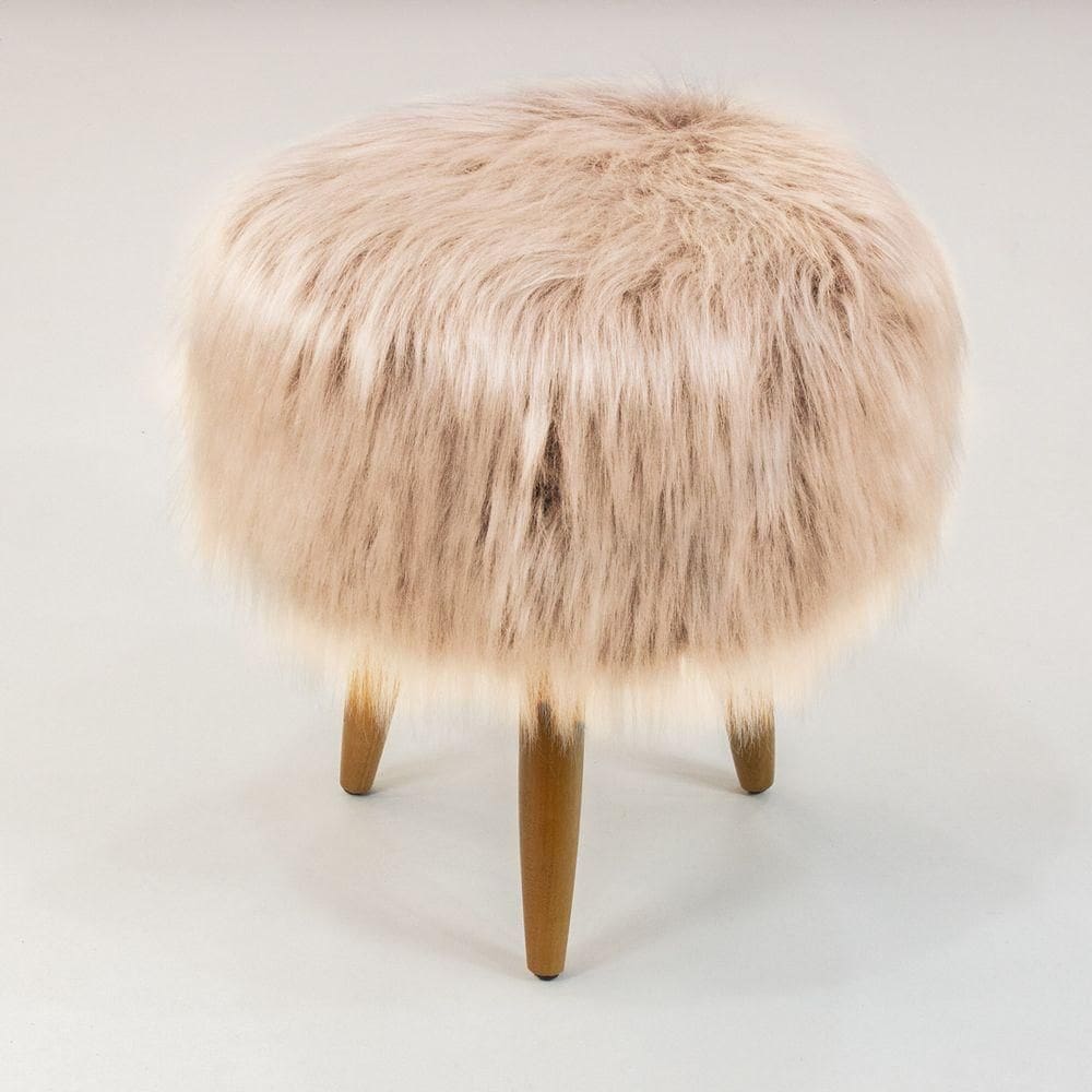 Puff Decorativo Quarto E Sala Pelo Sintético Herrero Cor:rosê