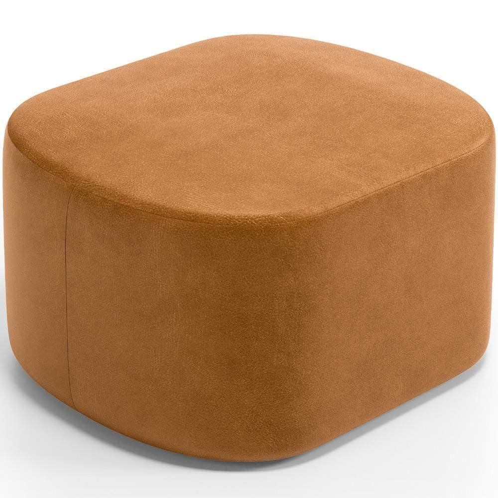 Puff Decorativo Orgânico Para Living Quarto 70cm Doha W01 Couríssimo Canela - Lyam Decor