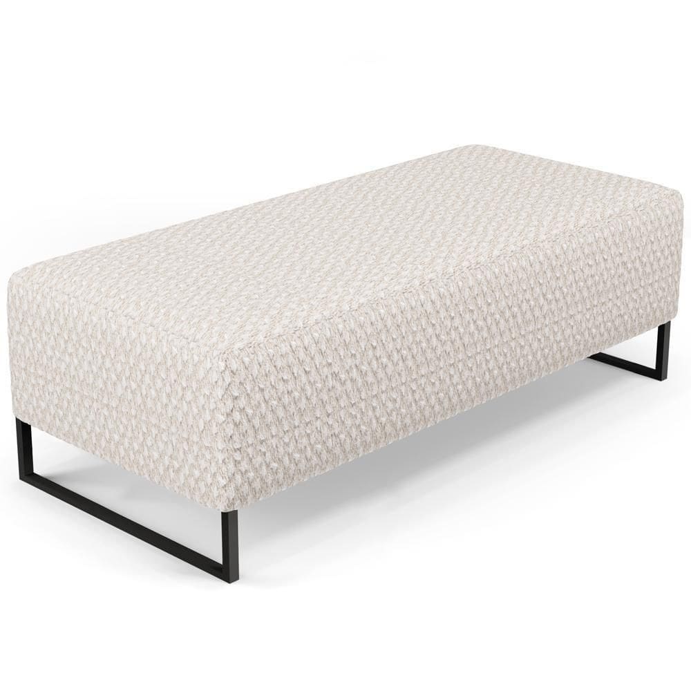 Puff Decorativo Sala De Estar Bali W01 Base Ferro 120x50 Cm Bouclê Cru - Lyam