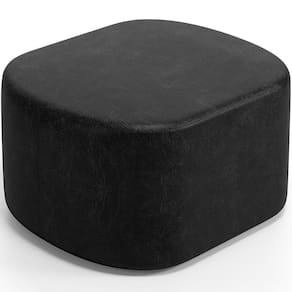 Puff Decorativo Orgânico Para Living Quarto 70cm Doha W01 Couríssimo Preto - Lyam Decor