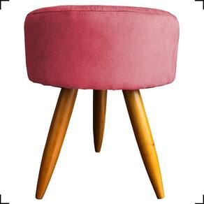Puff Redondo Suede Cores Pé Palito 25cm Castanho - Rosê, Suede