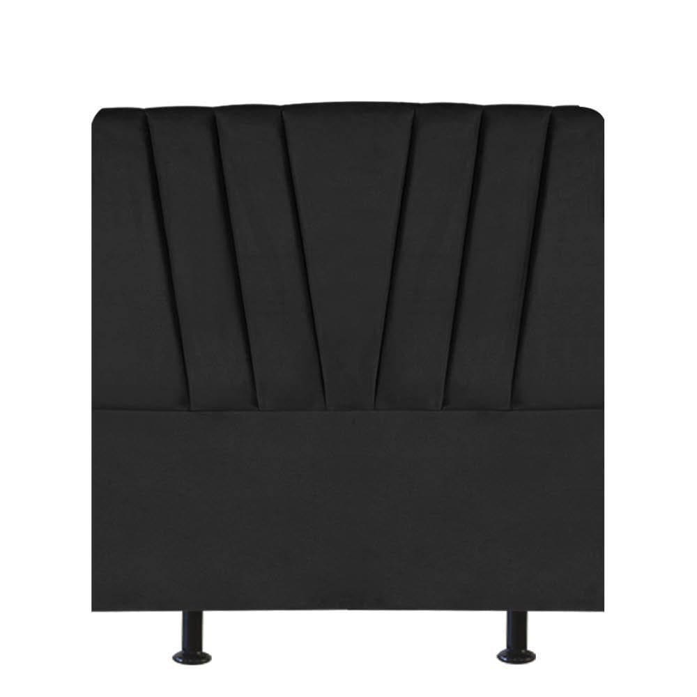 Cabeceira Estofada Bélgica 90cm Solteiro Para Cama Box Quarto Corino Preto - Gat Magazine